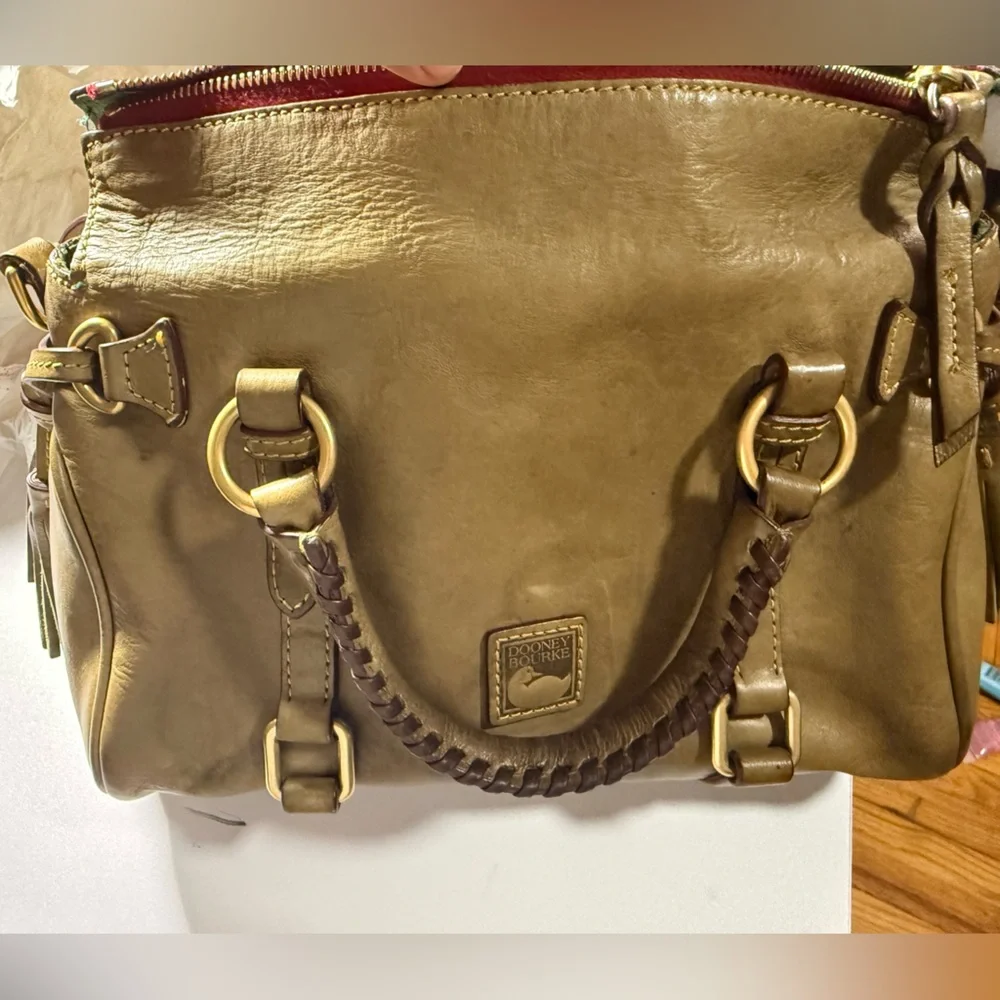 Dooney & Bourke Florentine Leather Tassel Shoulder Bag - Moss - Picture 7 of 12